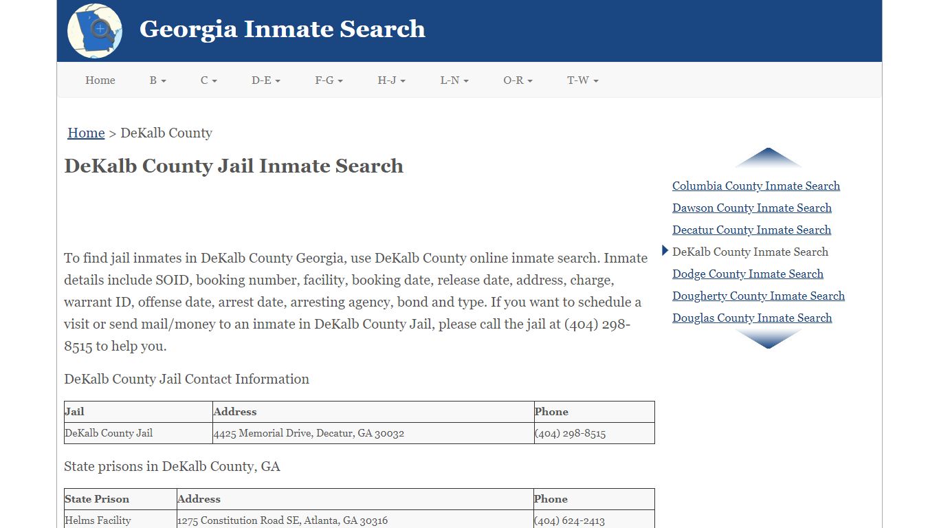 DeKalb County Jail Inmate Search