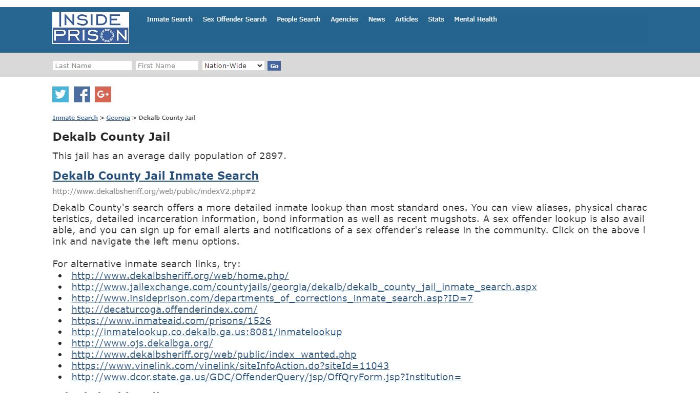 Dekalb County Jail - Georgia - Inmate Search